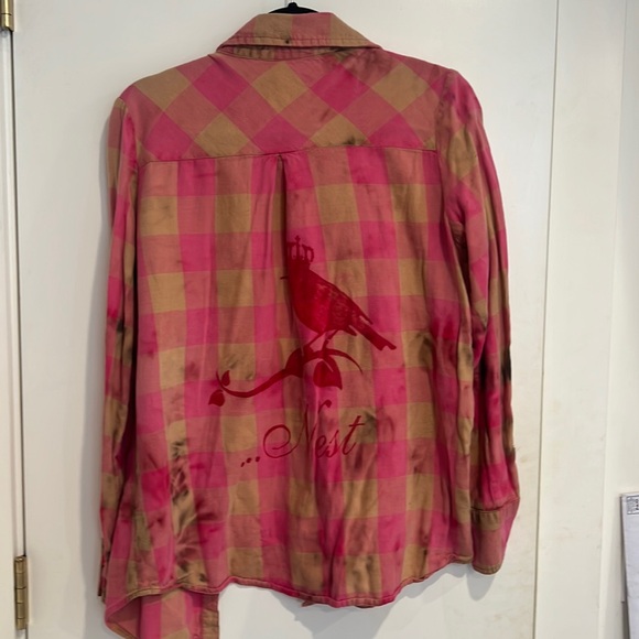 Pink Plaid Button Up Flannel - Picture 1 of 2